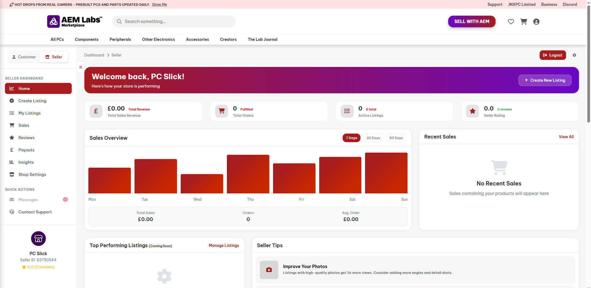 Seller Dashboard Preview