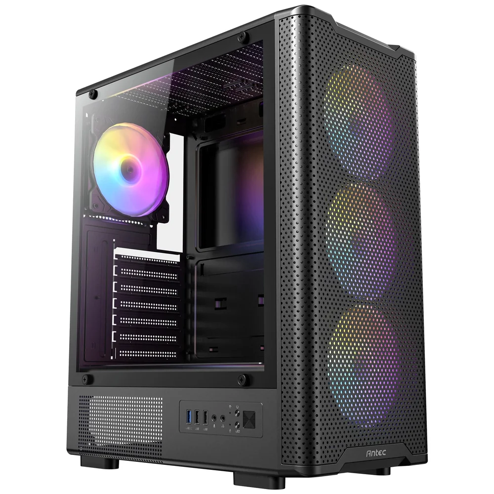 Antec VX310 ARGB  Mid-Tower Gaming PC Case - Pre-Installed 4 x 120mm ARGB Fans, Tempered Glass Side Panel, High-Airflow Mesh Front - ATX/Micro-ATX/ITX