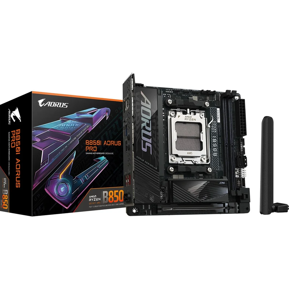 Gigabyte B850I AORUS PRO AMD AM5 Socket Motherboard, Mini-ITX, 2x DDR5 Slots, 2x M.2 Sockets,  Fitted I/O Shield, 2.5GbE LAN, Wi-Fi 7, 1x HDMI Port
