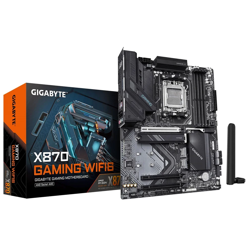 Gigabyte X870 GAMING WIFI6 AMD AM5 Socket Motherboard, ATX, 4x DDR5 Slots, 3x M.2 Sockets, Fitted I/O Shield, 2.5GbE LAN, Wi-Fi 6, 1x HDMI Port / 1x USB-C (USB4)