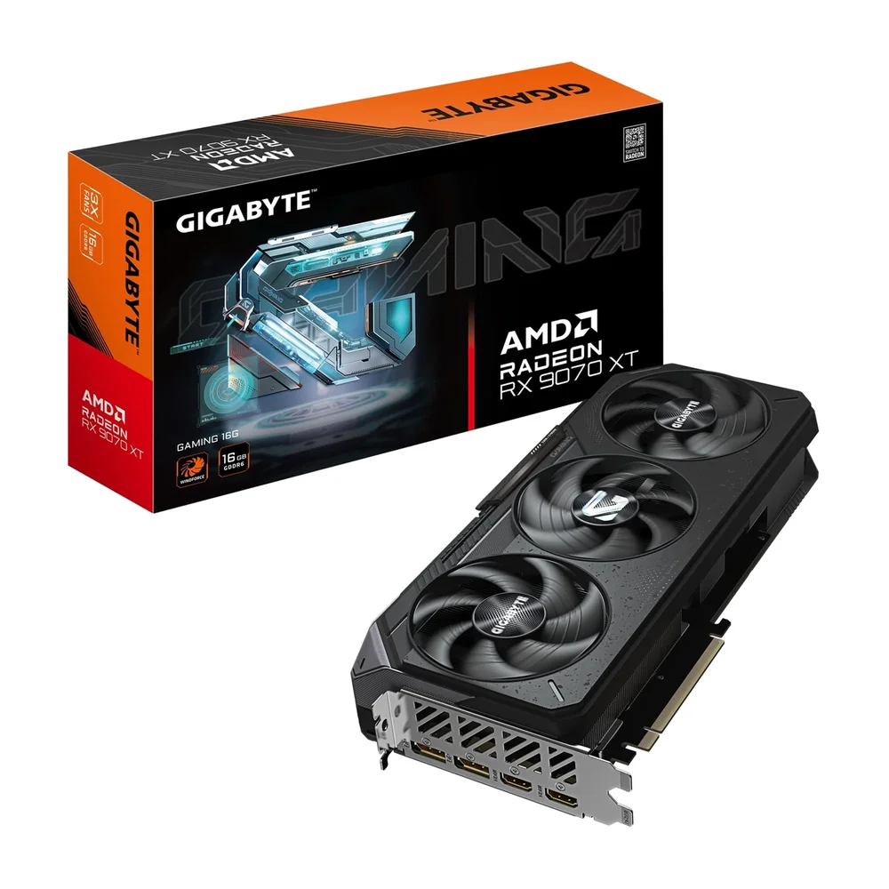 Gigabyte AMD Radeon RX 9070 XT GAMING 16GB GDDR6 Graphics Card, 4096 Streams, 2400 MHz Core Clock, Triple Fan, RGB, 2x DisplayPorts / 2x HDMI Ports