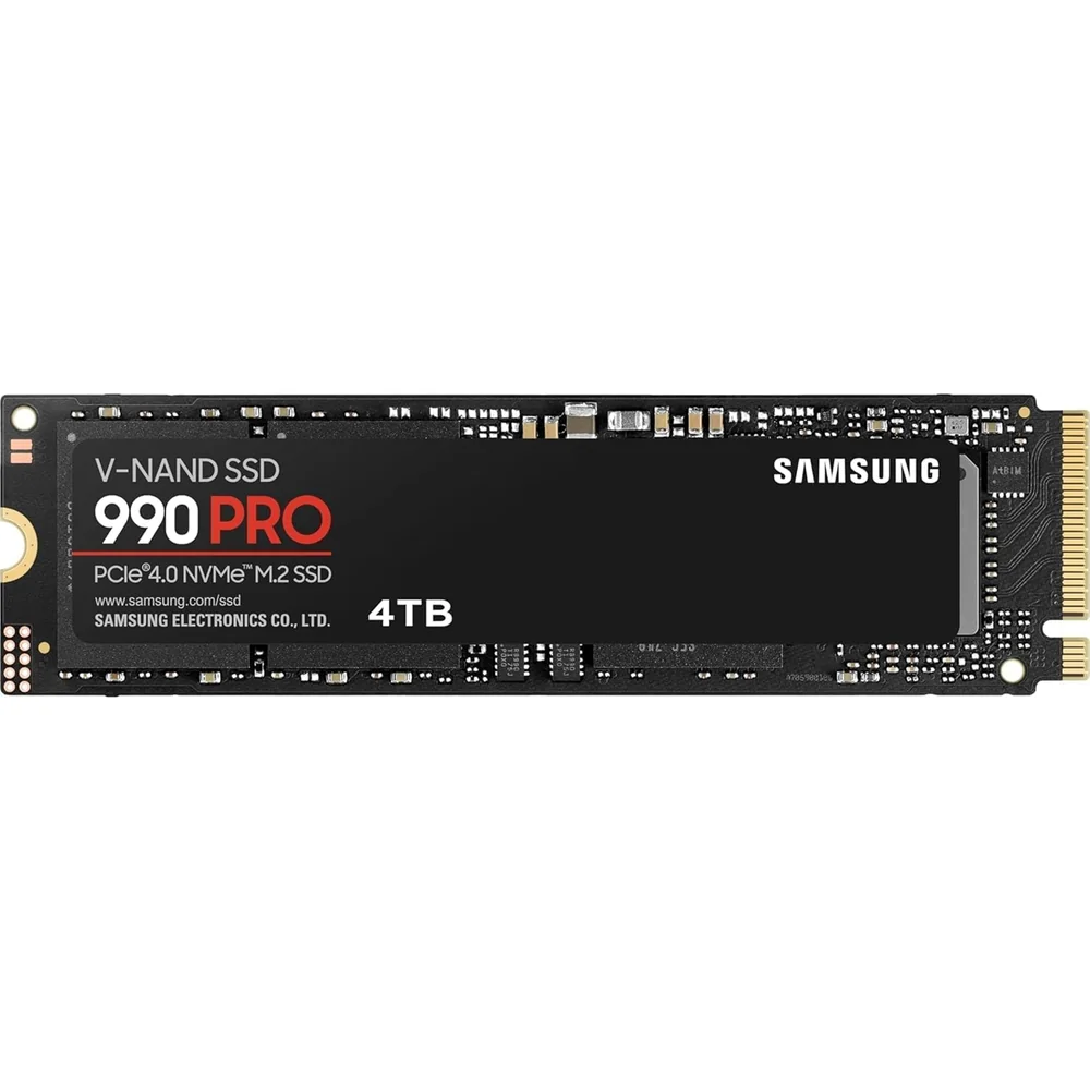Samsung 990 PRO(MZ-V9P4T0BW ) 4TB NVMe SSD, PCIe Gen4, M.2 Interface, 2280, Read 7450 MB/s, Write 6900 MB/s, 5 Year Warranty