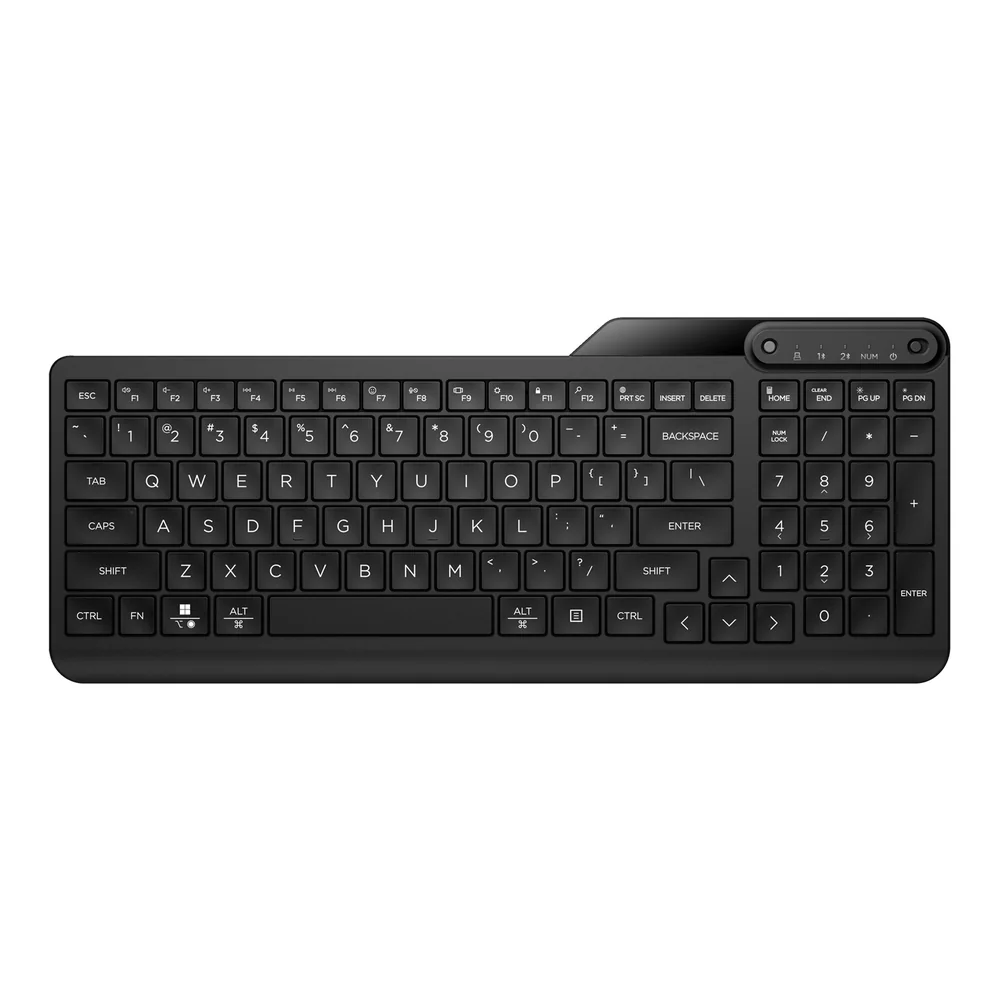 HP 475 Dual-Mode Wireless Keyboard, Bluetooth or 2.4Ghz Wireless, Pair up to 3 Devices, 12 Progammable Keys, Qwerty UK English Layout, Black