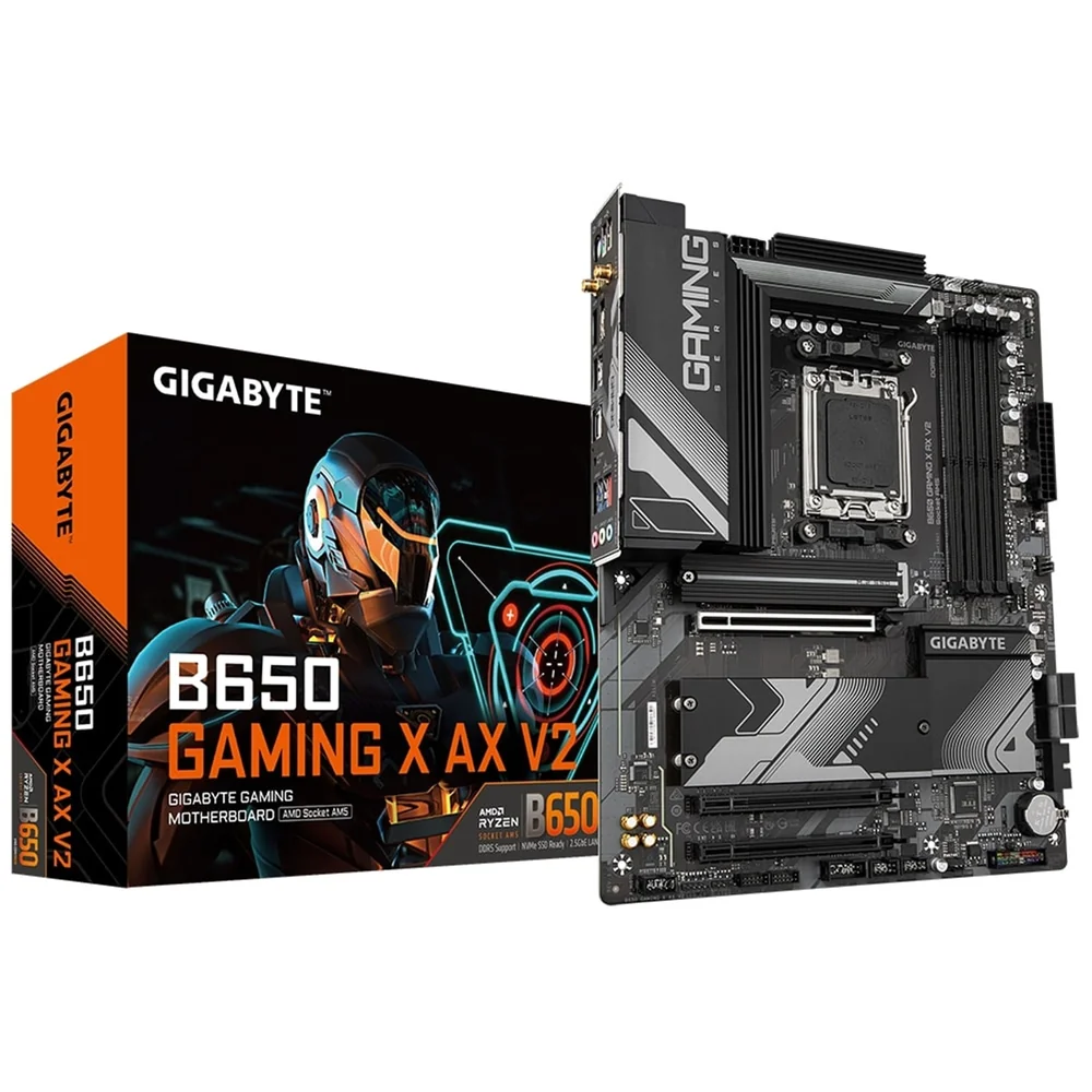 Gigabyte B650 GAMING X AX V2 AMD AM5 Socket Motherboard, ATX, 4x DDR5 Slots, 3x M.2 Sockets, Fitted I/O Shield, 2.5GbE LAN, Wi-Fi 6E, 1x DisplayPort / 1x HDMI Port