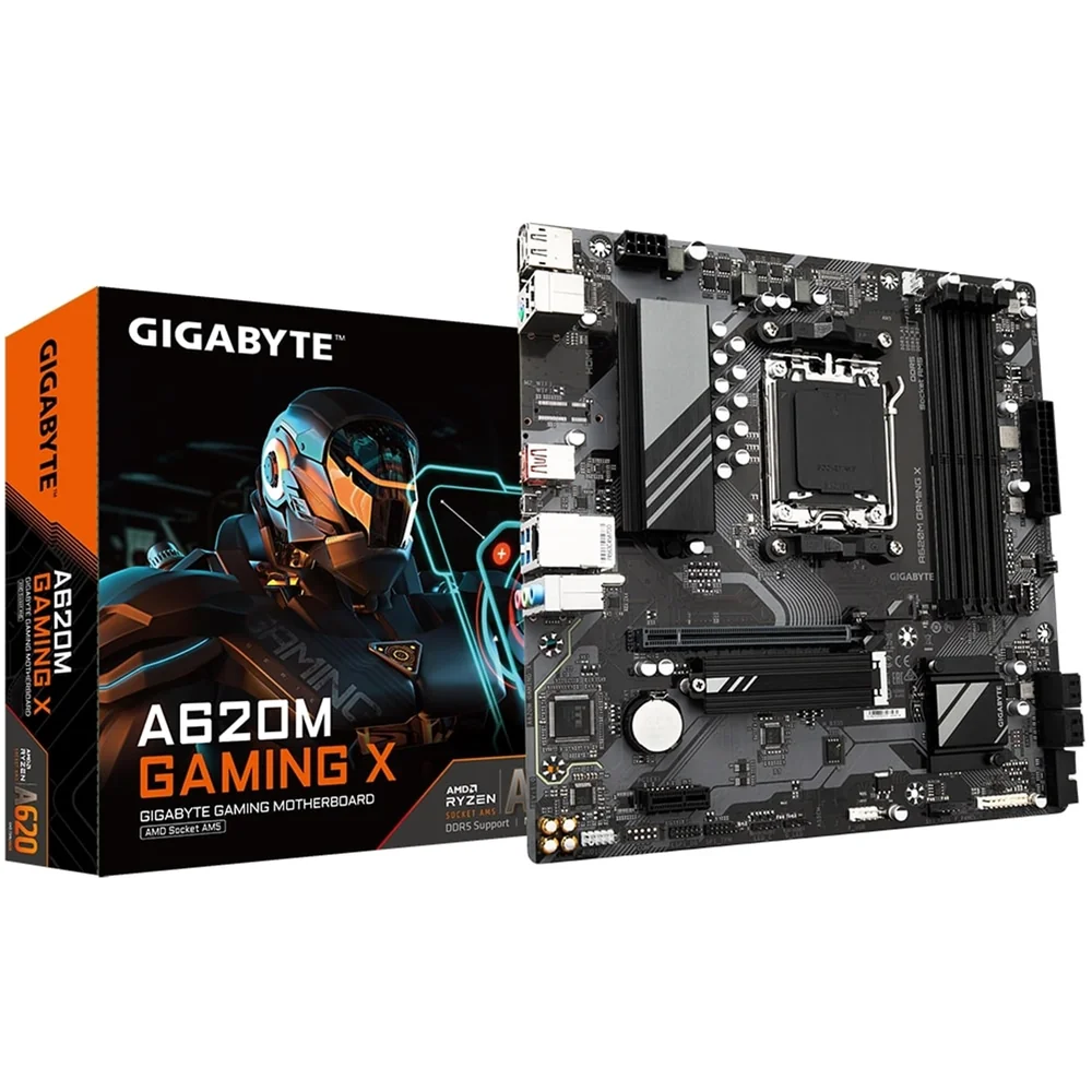 Gigabyte A620M GAMING X AMD AM5 Socket Motherboard, Micro-ATX, 4x DDR5 Slots, 1x M.2 Socket, GbE LAN, 1x DisplayPort / 1x HDMI Port