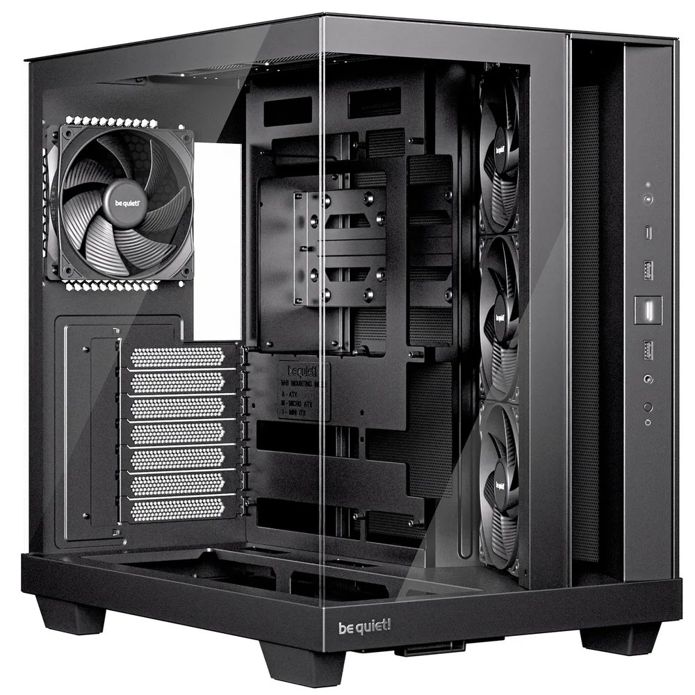 be quiet! Light Base 500 BGW83 Mid-Tower Case, Tempered Glass, 4x 120mm PWM Fans, High-Airflow ATX Case, USB-C, 360mm Radiator Support, Vertical GPU Mount, Black