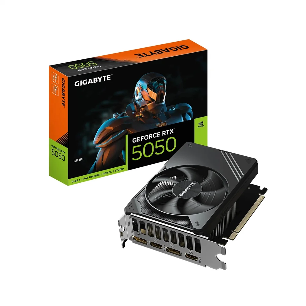 Gigabyte NVIDIA GeForce RTX 5050 D6 8GB GDDR6 Graphics Card, 2560 CUDA Cores, 2572 MHz Core Clock, Single Fan, 2x DisplayPorts / 2x HDMI Ports