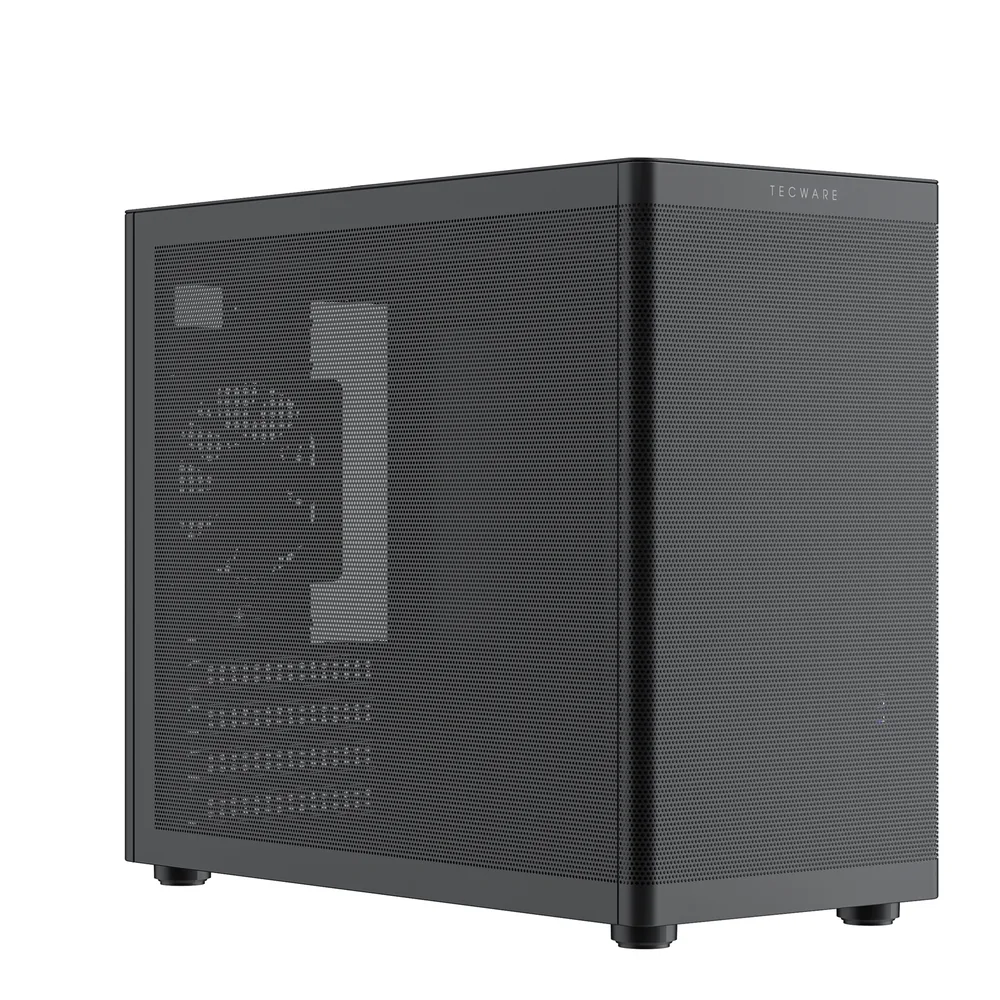 TecWare Fusion 3 mATX Compact PC Case, High Airflow SFF Chassis, 3 Fans Included, Top-Mount ATX/SFX PSU Support, USB-C, Supports 280mm GPU & Dual Radiators, Black