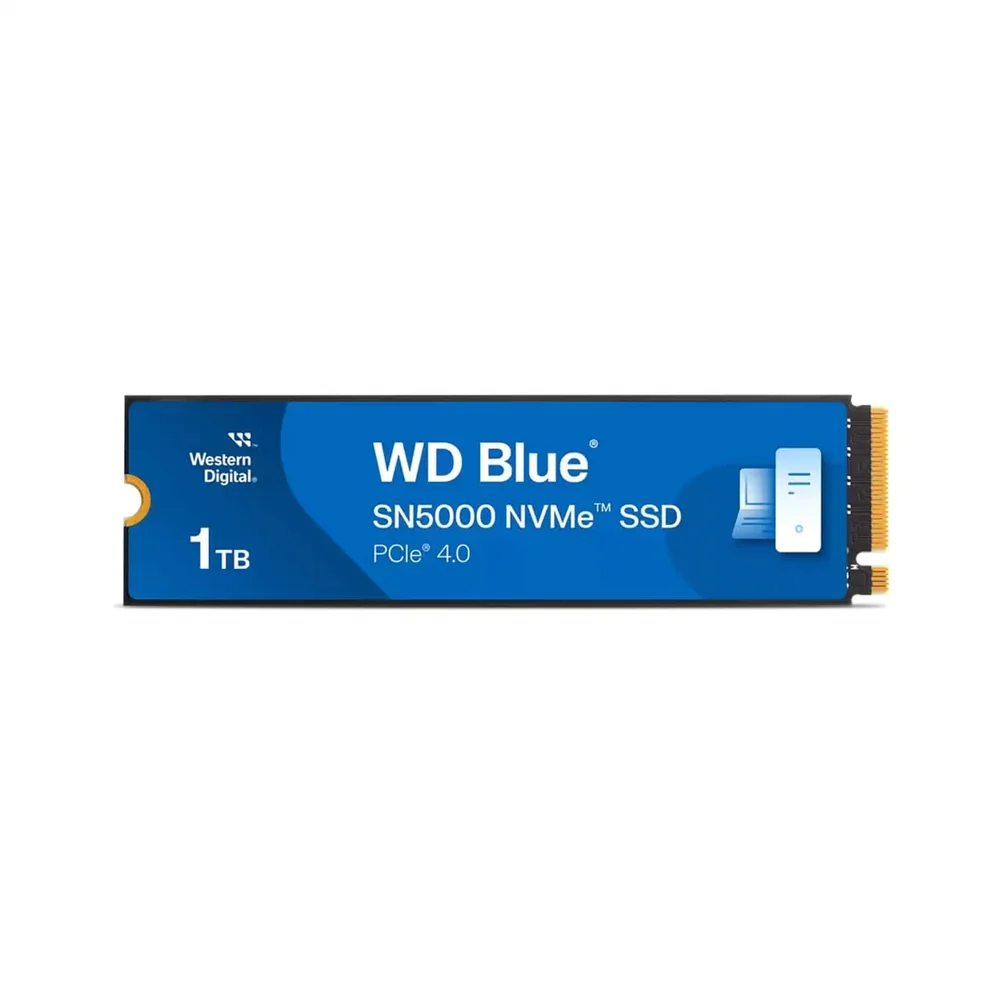 WD Blue SN5000 (WDS100T4B0E-00CNZ0) 1TB NVMe SSD, M.2 Interface, PCIe Gen4, 2280, Read 5150MB/s, Write 4900MB/s, 5 Year Warranty