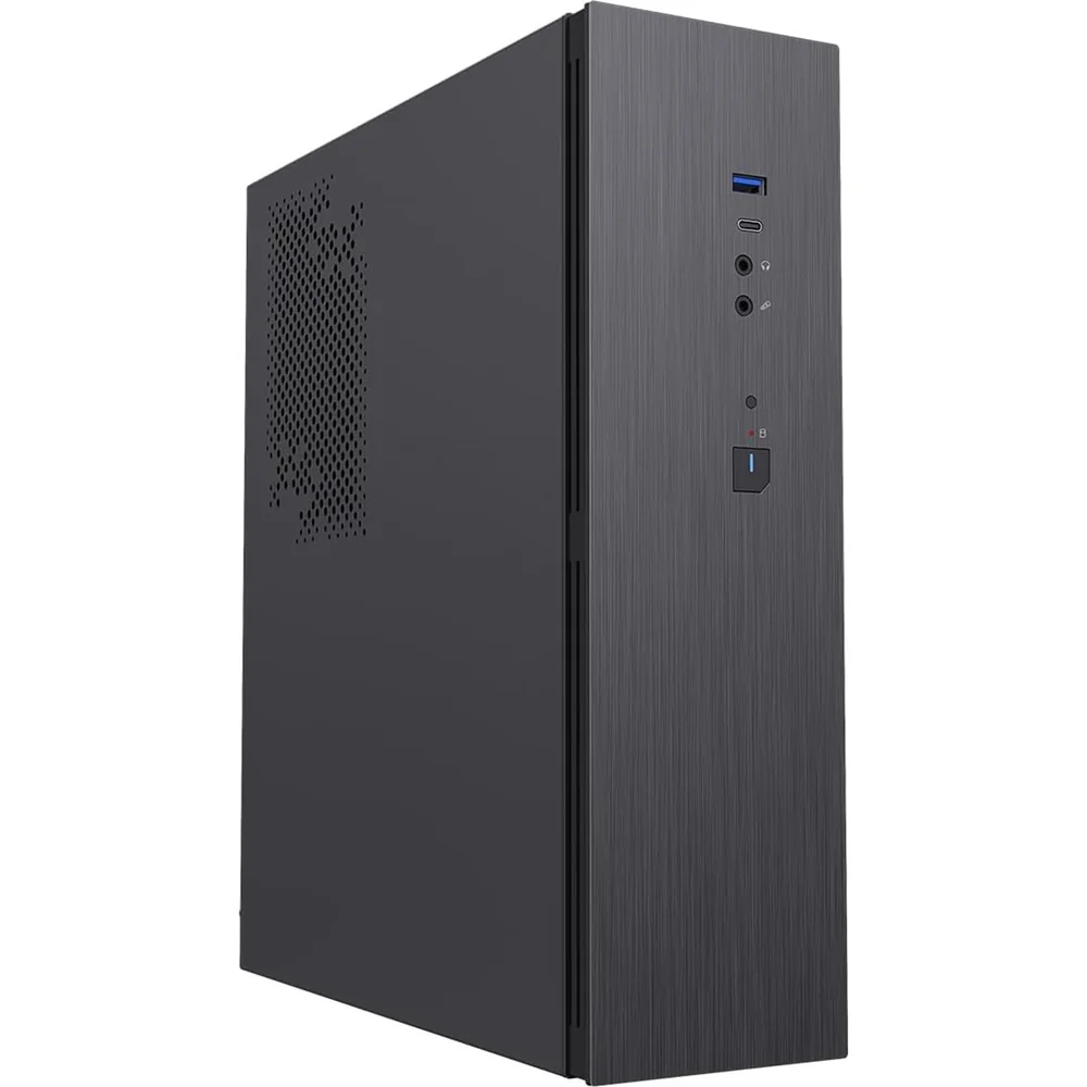 CiT S8i SFF Micro-ATX PC Case - 8.3L Compact Desktop Chassis, Brushed Front, 1 x 80mm Fan, 2 x USB 3.0, TFX PSU Support, Black