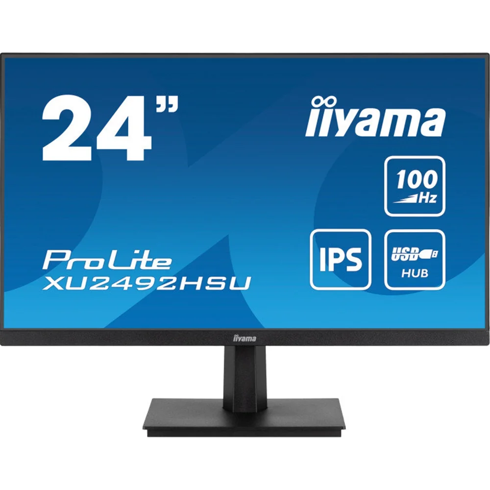 iiyama Prolite XU2492HSU-B6 24 inch IPS Monitor, Full HD, 0.4ms, USB Hub, HDMI, DisplayPort, 100Hz, Speakers, Black, Internal PSU, VESA